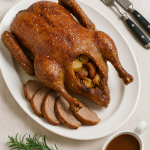 Crispy Roast Goose with Apple and Onion