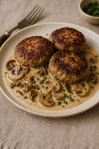 Frikadellen with Mushroom Sauce