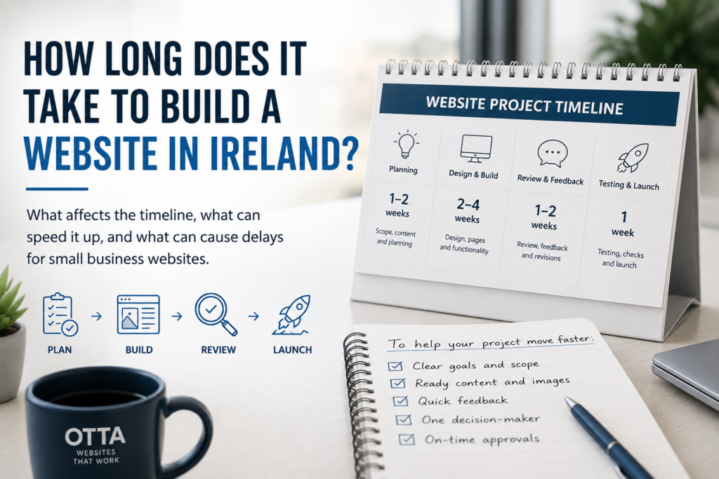 Website project timeline showing how long it takes to build a website in Ireland