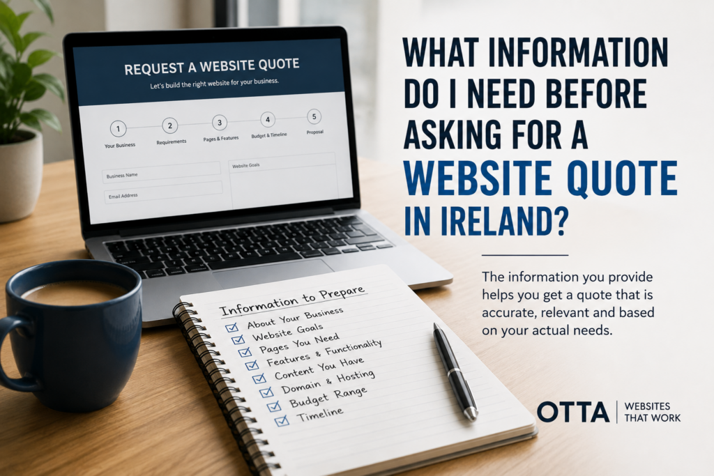 Information needed before requesting a website quote in Ireland